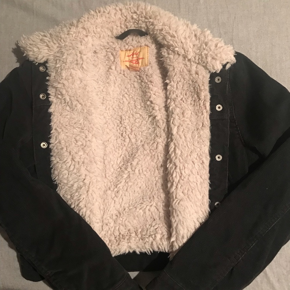 Levi's Black Corduroy Jean Jacket with Cream Sherpa Lining